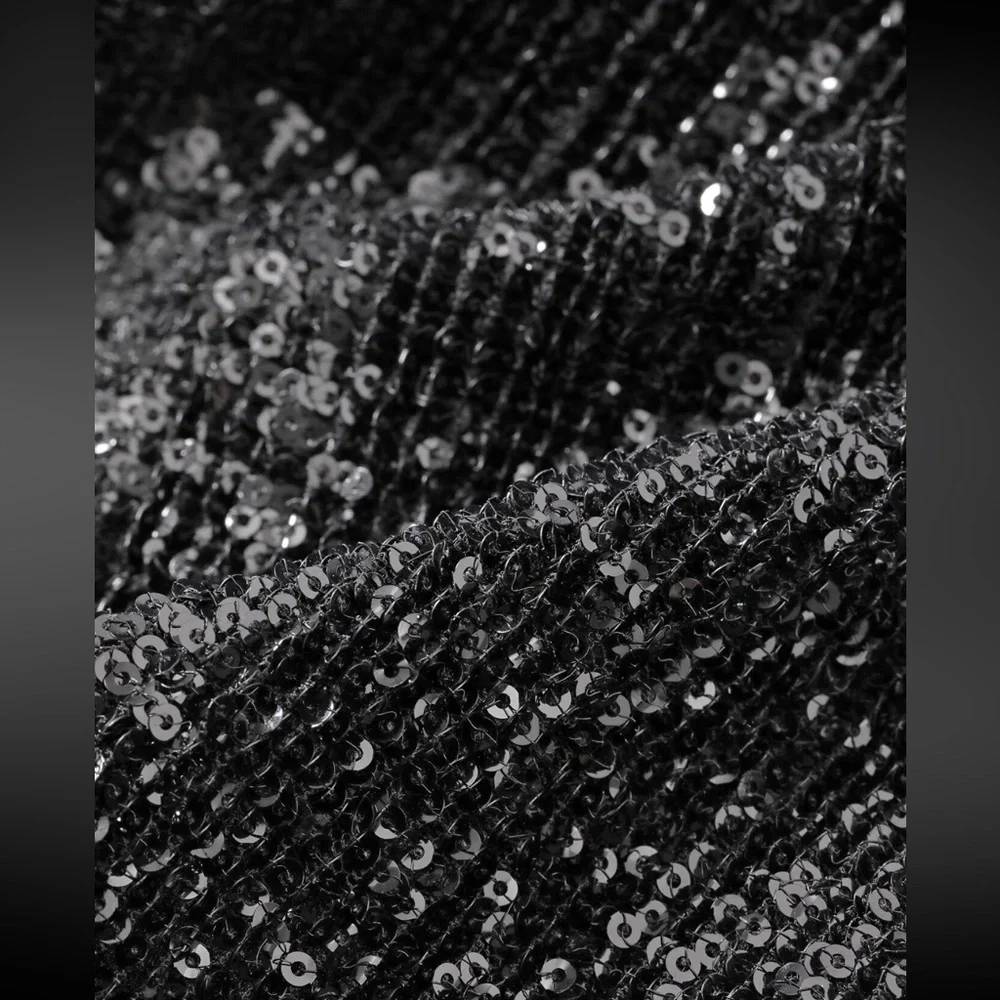 Strapless Black Sequin Mermaid Evening Dress